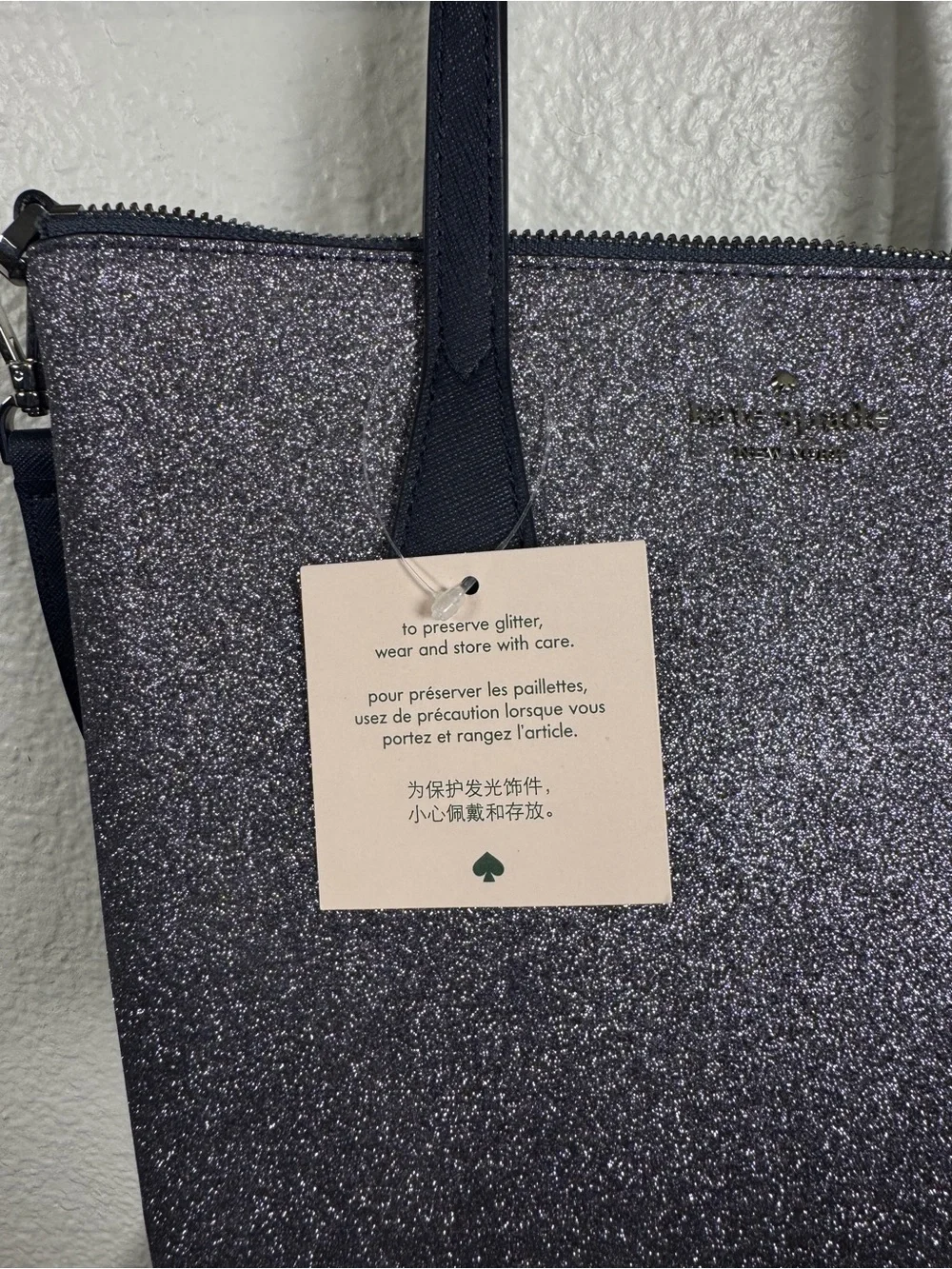 kate spade Glitter Small Tote in Navy
